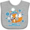 thumbnail image 3 of Inktastic Happy Hanukkah with Fox and Snowflakes Boys or Girls Baby Bib, 3 of 4