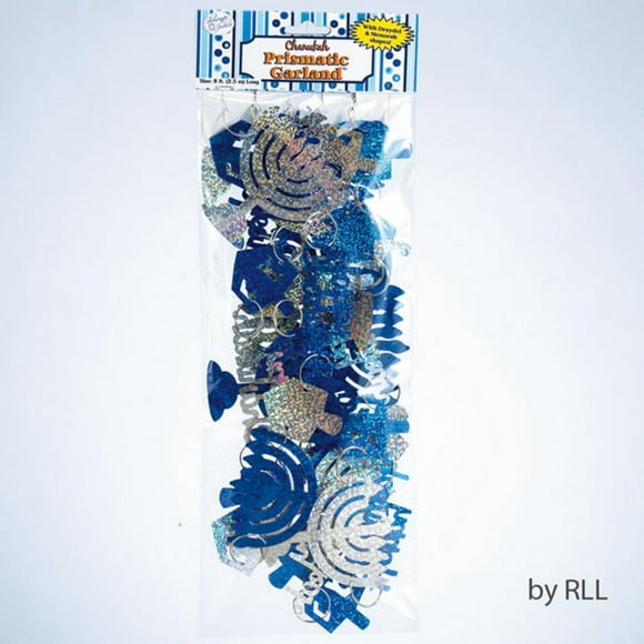 8' Holographic argent et bleu Hanoukka Hanoukka décoratif Garland - Eteinte