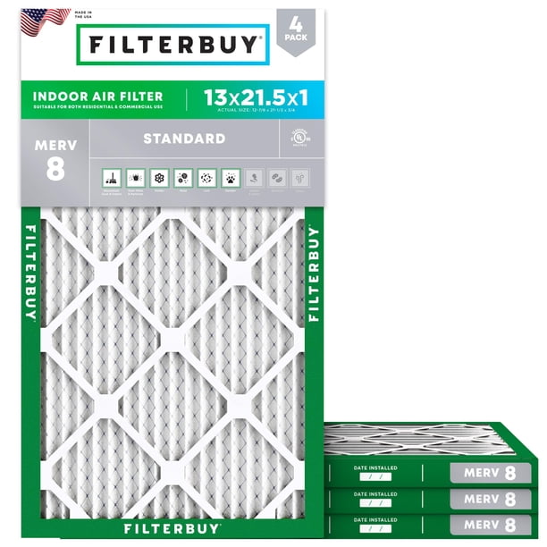 Filtro de aire Filterbuy MERV 8 Dust Defense 13 x 21,5 x 1 (paquete de 4)
