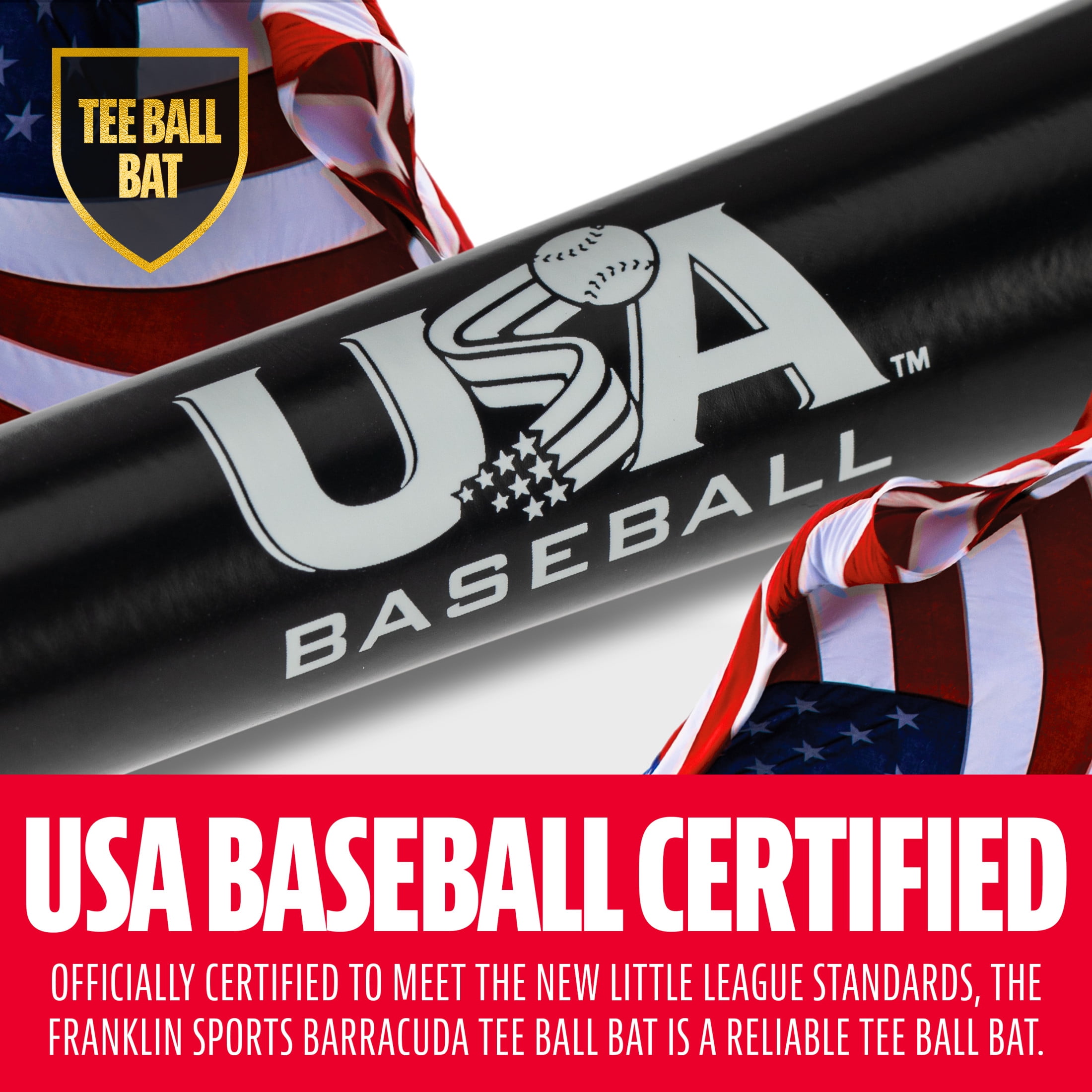 Franklin Sports Barracuda 1100 Youth Aluminum Teeball Bat, 24 in/13 oz, Drop -11, Black