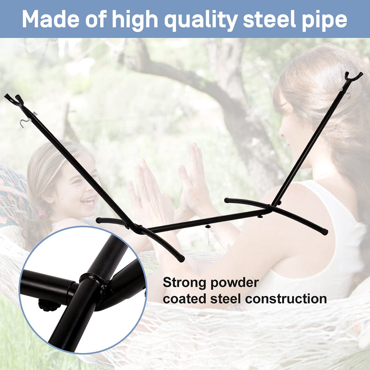 NiamVelo Heavy Duty Hammock Stand Portable Steel Stand with Space Saving Carrying Bag (No Hammock)