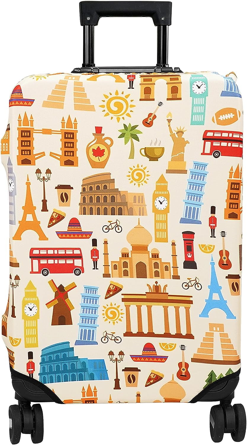 Luggage Cover Approved Travel Suitcase Protector Famous Landmarks