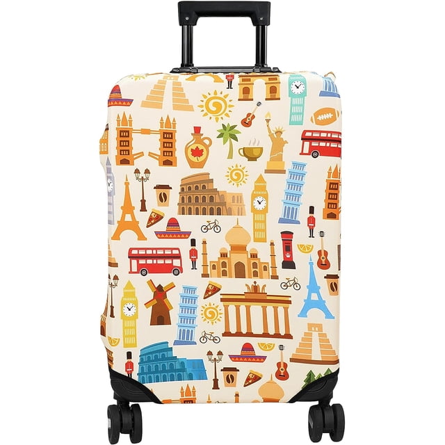 England UK Retro London Phones Luggage Cover, Protective Washable Suitcase Cover with Hidden Zipper Fits 45 to 81cm