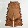 thumbnail image 4 of Men's Work Pants, Pants for Men Cowboy Western Pants Vintage Tassel Fringe Faux Suede Leather Trousers with Pockets Button Front Cowboy Costume Brown XXL, 4 of 8