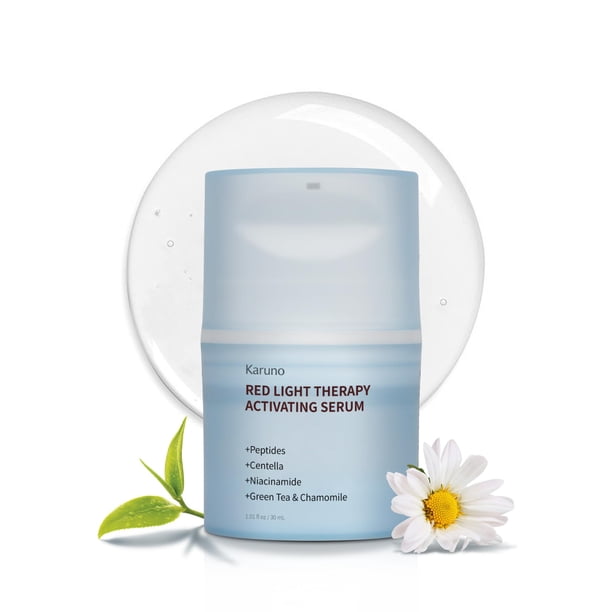 Suero activador facial con terapia de luz roja. Potenciador de activación e hidratación para máscaras LED, microcorrientes y dispositivos faciales. Ácido hialurónico, té verde, niacinamida, centella y