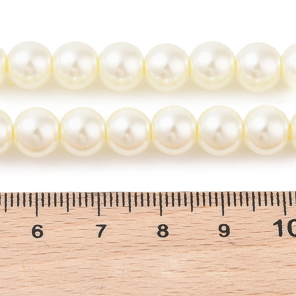 Eco-Friendly Glass Pearl Beads Pearlized Round Beige 8mm Hole: 1.2~1.5mm about 52pcs/Strand 16''(40.64cm)