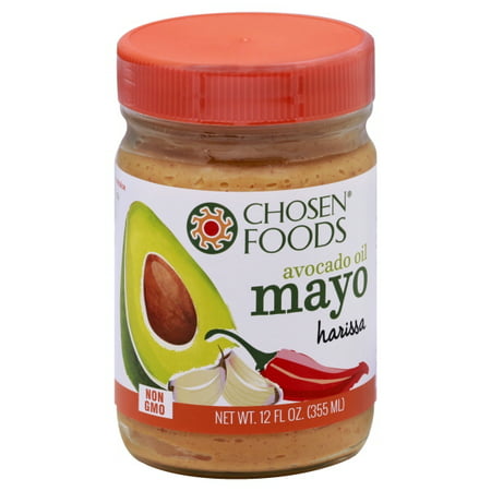 Chosen Foods Avocado Oil Harissa Mayo 12 oz., Non-GMO, Unsweetened, Gluten Free, Dairy Free for Sandwiches, Dressings, Sauces and Mediterranean