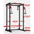thumbnail image 6 of COZONY Power Cage with Dual Pulley Systems, 1200 lb Capacity Multi-Functional Squat Rack for Home Gym Strength Training,Black+Red, 6 of 11