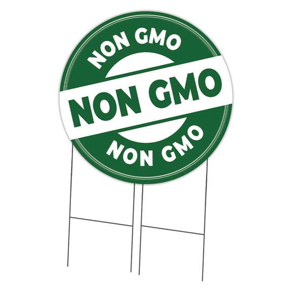 SignMission Corrugated Plastic Sign With Stakes 36" Circular - Farmer's Market Non Gmo | Coroplast Yard Sign With Stake |  Made in the USA