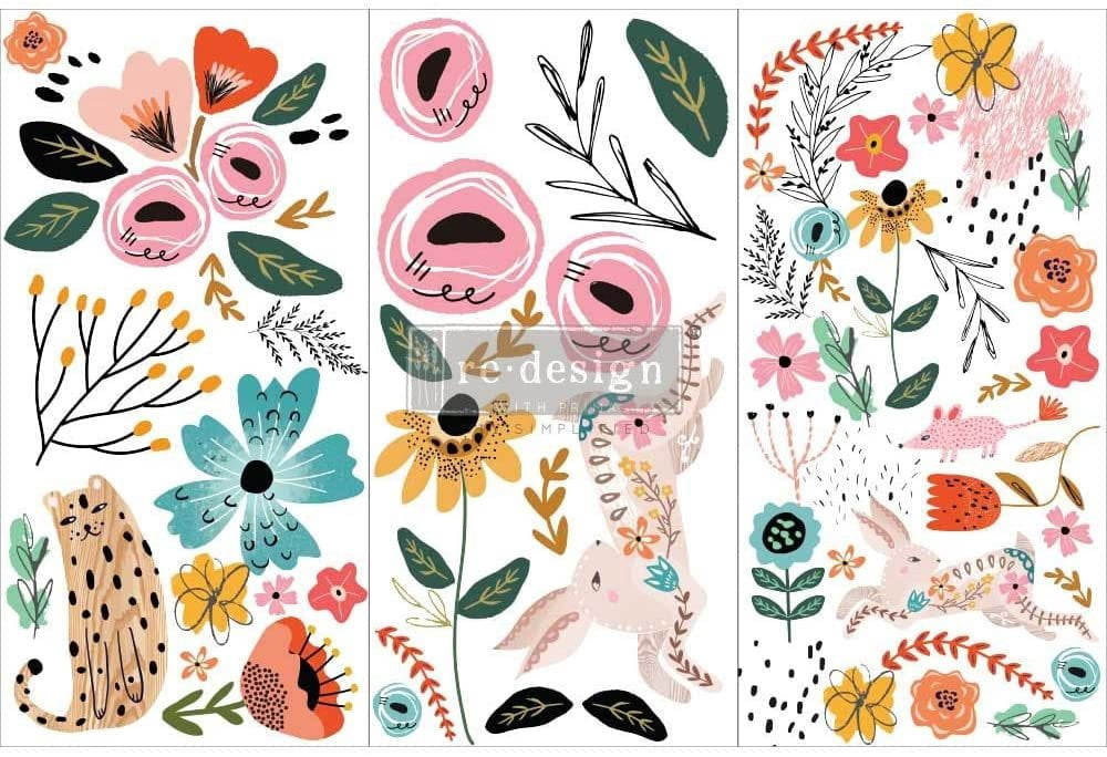 Prima Marketing Re-Design Decor Transfers 6"x12" 3/Sheets-Flower Children -Re657147