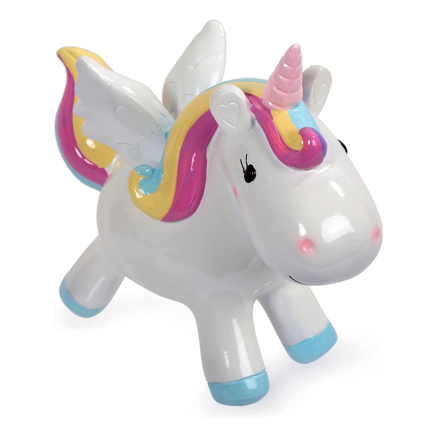 Truu Design Cute Novelty Polyresin Unicorn Kids Money Bank, 7.5 x 2.75 x 6.25 inches, Multicolour