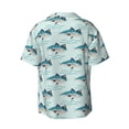 thumbnail image 2 of Vsdgher Party Shark Cute Print Men's Wrinkle Free Untucked Cuban Shirt Business Casual Button Down Shirts Short Sleeve Shirt, 2 of 7