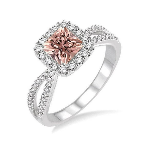 Designer 1.50 carat Morganite and Diamond Engagement Ring for Women in 14k White Gold morganite and diamond engagement ring