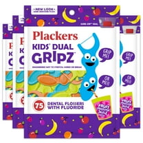 OLD Plackers Kids Dental Floss Picks, Fruit Smoothie Swirl with Fluoride & Dual Grip, 75 Count (Pack of 4)