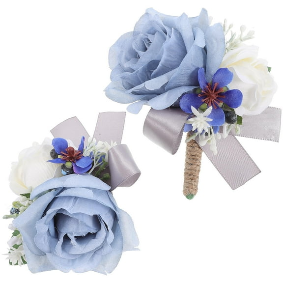 HONMEET Fake Flowers Boutonniere Corsage Set Multi Colored Floral For Wedding Party 1 Set