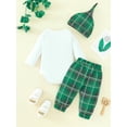 thumbnail image 4 of Elippeo Baby Boys Pants Set 3M 6M 9M 12M 18M  Long Sleeve Crew Neck Bow Romper with Shamrock Print Pants and Hat Fall Outfit, 4 of 10