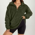 thumbnail image 5 of Womens Half Zip Fuzzy Fleece Sherpa Pullover Long Sleeve Oversized Sweatshirt Quarter Zip Crew Neck Sweatshirts Tops Teen Girls Fall Witer Clothes, 5 of 6