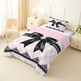 thumbnail image 2 of Manfei Girls Black Ribbon Bow Twin Comforter Sets 3-Piece,Kids Teens Bohemian Flower Bedding Set,Pink Reversible,Luxury Bedroom Decor, 2 of 6