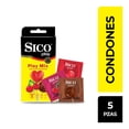 thumbnail image 1 of Condones Sico Play Mix fresa, chocolate, cereza 5 pzas, 1 of 6