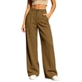 thumbnail image 2 of Cmfcve Woman's Wide Leg Pants Pull On Stretchy Work Dress Pants High Waisted Business Casual Trousers, 2 of 7