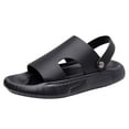 thumbnail image 3 of Flat Heel Slippers for Men 2025 Flat Heel Breathable Open Toe Summer Trendy Solid Color Slip-on Footwear Causal Summer Dressy Beach Shoes Black 6.5, 3 of 7