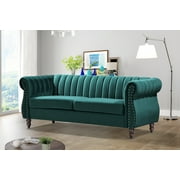 Capri Velvet Chesterfield 76.4 Rolled Arms Sofa