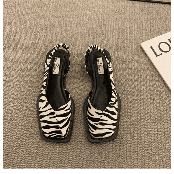 Women’s Roman Flat Shoes — Stylish Square Toe Slingback Flats with Elastic Back Strap, Lightweight Comfortable Slip-On Design, Multi-Color Casual Sandals for Daily Wear, Travel & Summer Outfits