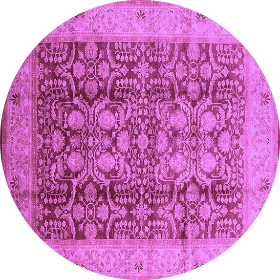 Ahgly Company Indoor Round Oriental Purple Traditional Area Rugs, 4' Round