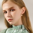 thumbnail image 3 of Daisy Flower Dangle Hoop Earrings for Women Cartilage Small Huggie Hoops 14K Gold Plated Floral Charm Drop Earring, 3 of 4