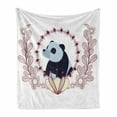 thumbnail image 1 of Panda Soft Flannel Fleece Throw Blanket, Fluffy Mammal with Spring Flowers Surrounding, Cozy Plush for Indoor and Outdoor Use, 50" x 60", Ruby Baby Blue, by Ambesonne, 1 of 5