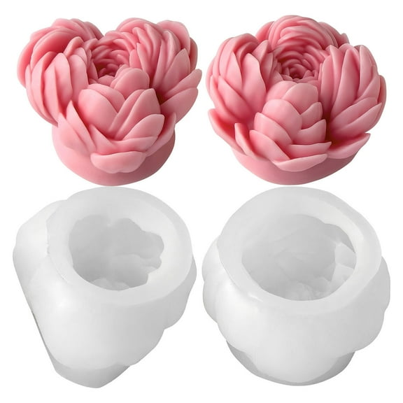 3PCS Peony Flower Silicone Soap Molds Soap Molds for Soap Making Silicon Candle Molds for Soaps DIY Craft Handmade Soap Candle Plaster Resin Mould