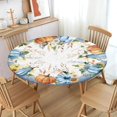 thumbnail image 2 of Fall Round Fitted Tablecloth with Elastic Edge,Water-Resistant Picnic Autumn Harvest Thanksgiving Blue Pumpkin Table Cover for 36-40" Found Tables Leaf Botanical Table Cloth for Dinner,Outdoor,Patio, 2 of 6