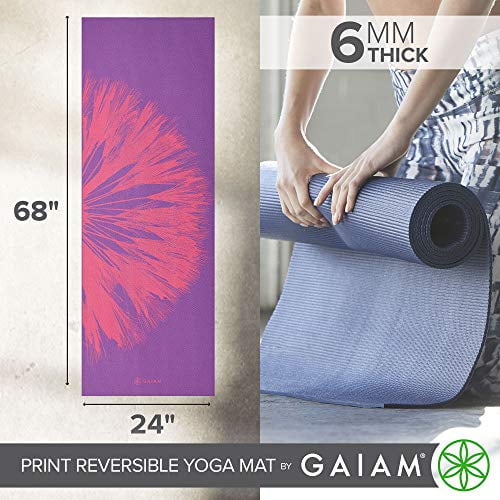 Gaiam Yoga Mat Premium Print Reversible Extra Thick Non Slip