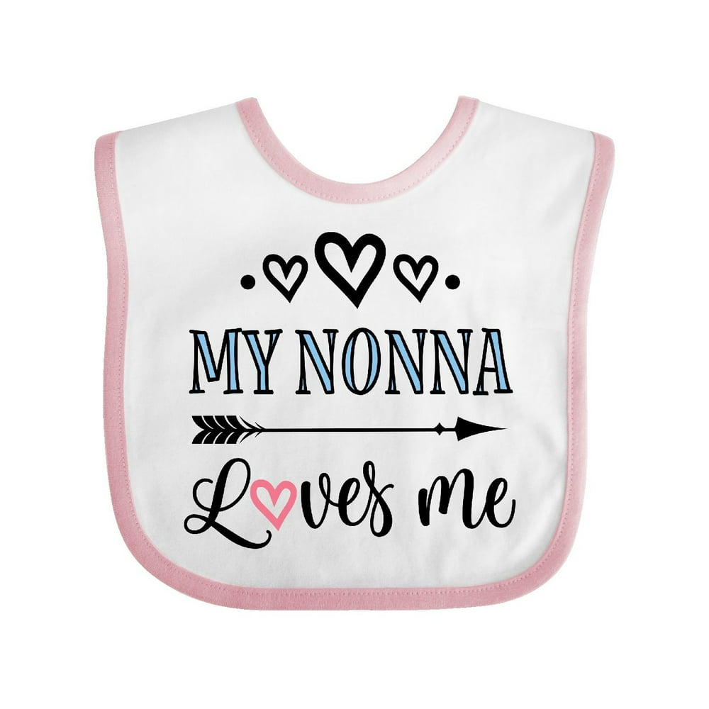 Inktastic My Nonna Loves Me Girls Infant Bib Female White and Pink ...