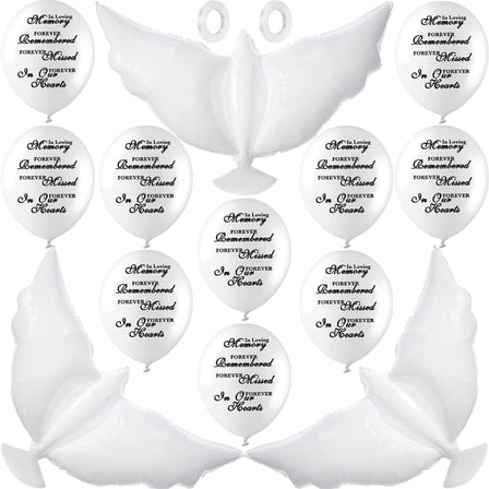 Dove Memorial Balloons to Release in Sky, Biodegradable Funeral Balloons Memorial Decorations for Celebration of Life Party Happy Birthday in Heaven, 30 Memorial Balloons & 3 White Dove Balloons
