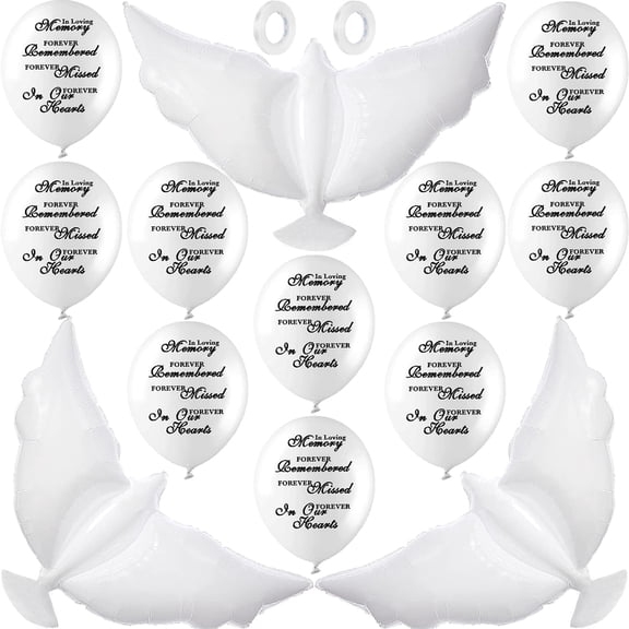 Dove Memorial Balloons to Release in Sky, Biodegradable Funeral Balloons Memorial Decorations for Celebration of Life Party Happy Birthday in Heaven, 30 Memorial Balloons & 3 White Dove Balloons