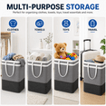thumbnail image 5 of UTDT 2 Pack 75L Laundry Hamper, Collapsible Waterproof Clothes Organizer with Reinforced Handles, Freestanding Storage Bin for Dorm Bedroom, Gray, 5 of 9