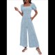 thumbnail image 2 of Mono de Verano 2025 para Mujer, Estilo Floral, Informal, Holgado, con Pierna y Corta. Azul XL, 2 of 10