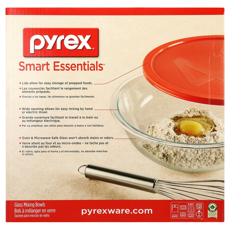 Pyrex Smart Essentials 6 Piece Glass Mixing Bowl Set with Lid