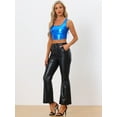 thumbnail image 2 of DARING DIVA Women's U Neck Sleeveless Shiny Metallic Crop Top L Royal Blue, 2 of 6