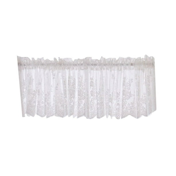 Cortina corta de encaje Media cortina Cortina de ventana Transmisión de luz para la cocina en casa Balcón 137x61cm Blanco