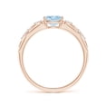thumbnail image 2 of ANGARA Natural Oval Aquamarine Vintage Style Ring with Diamond Accents in 14K Rose Gold for Women (Size-7x5mm) | March Birthstone, Anniversary, Jewelry Gift for Women | Natural Aquamarine Ring, 2 of 9