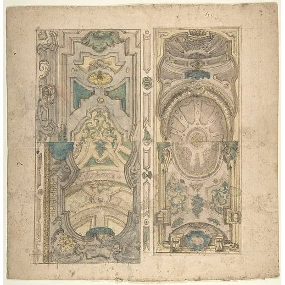 Four Alternate Designs for a Vault. Poster Print by Anonymous, Italian, Piedmontese, 18th century (18 x 24)