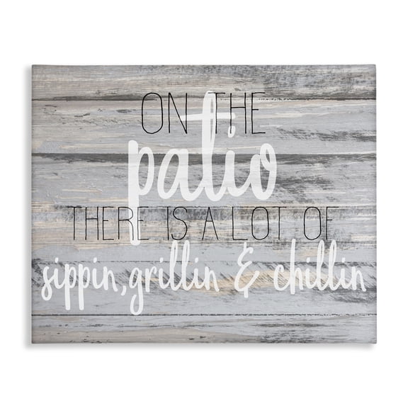Stupell Industries Farmhouse Patio Country Home Wood Textured Word Design Canvas Art, 20 x 16, by Kim Allen