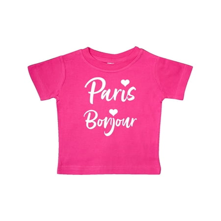 

Inktastic Paris Bonjour with Hearts in White Text Gift Baby Boy or Baby Girl T-Shirt