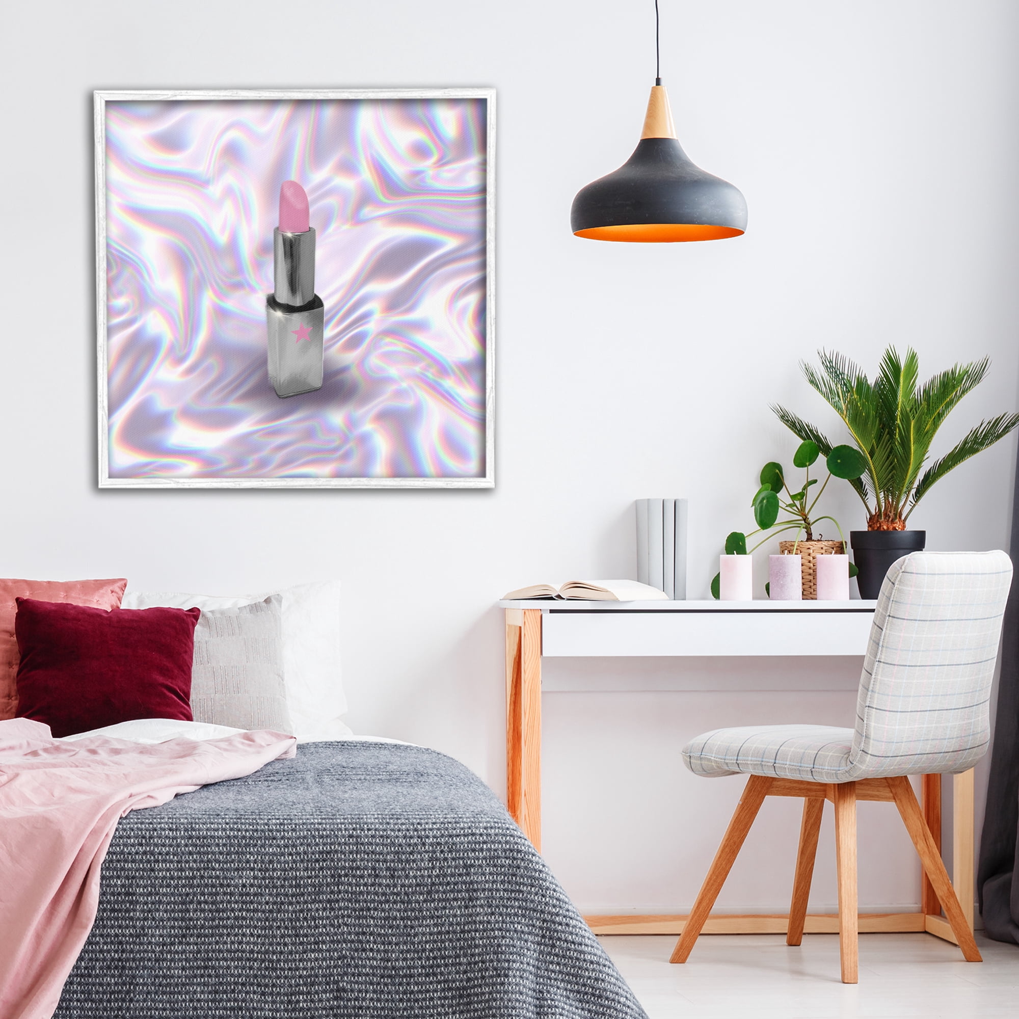 Stupell Industries Iridescent Icon Lipstick White Framed Giclee Art, design by Matthew Piotrowicz