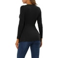 thumbnail image 3 of Allegra K Women's Peplum Knit Split Neck Elegant Stretchy Button Decor Tunic Tops, 3 of 5