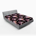 thumbnail image 2 of Ambesonne Tropical Fitted Sheet, Crystal Gems Roses Art, Full Size, Dark Magenta and Khaki, 2 of 5