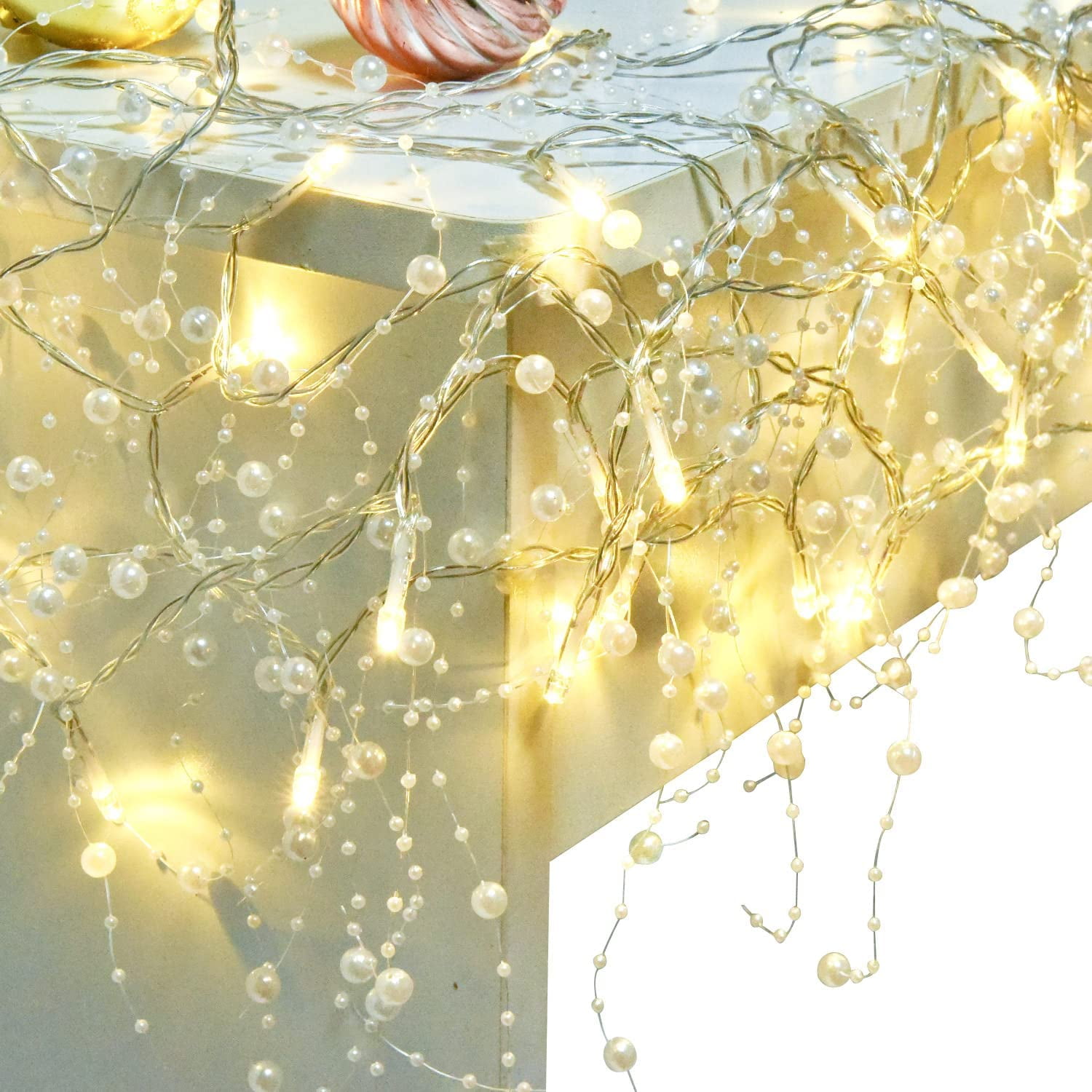 Viworld 10FT Christmas Berry Beaded Garland with 30LED String Lights for Christmas Decorations