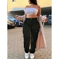 thumbnail image 2 of Plus Size Women's Cargo Pants - High Waisted Solid Color Casual Pants with Pockets, 2 of 6